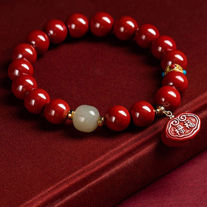 Bracelet de protection et de guérison en jade cinabre et Buddha Stones