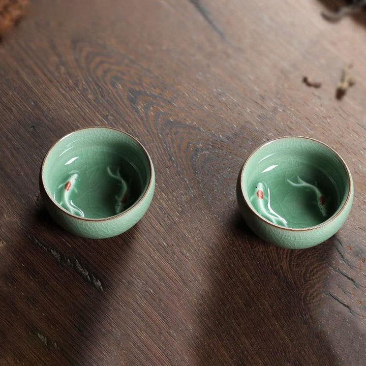 Buddha Stones Poisson Koi Coloré Tasse à Thé en Céramique Tasse à Thé Kung Fu Bol