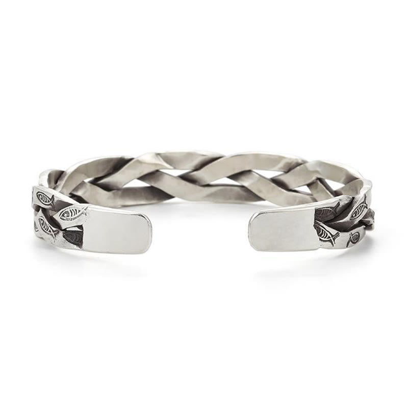 Bracelet manchette torsadé en forme de poisson Koi Buddha Stones