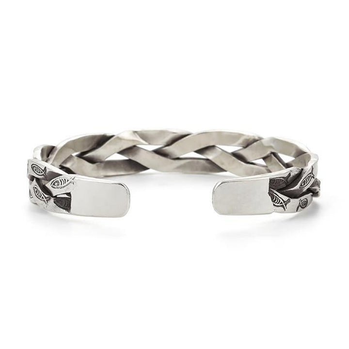Bracelet manchette torsadé en forme de poisson Koi Buddha Stones