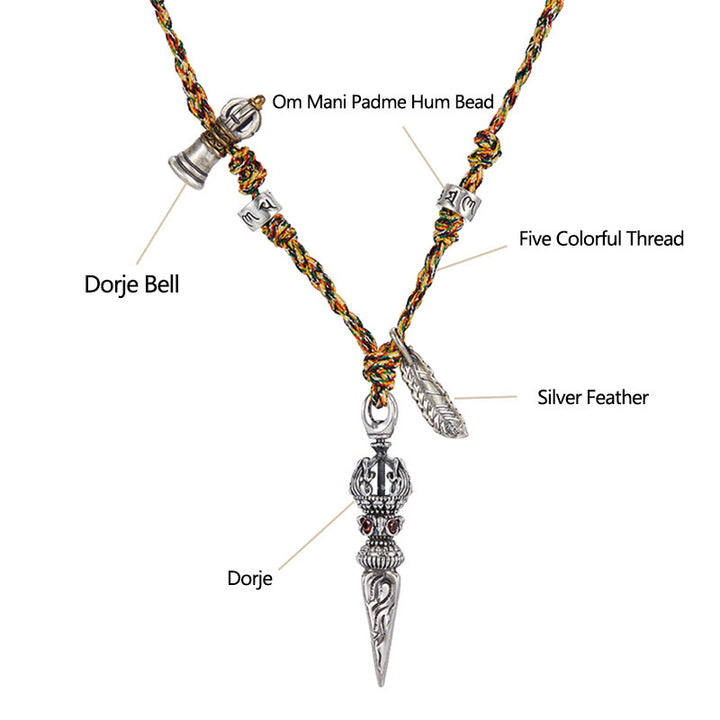 Collier pendentif en argent sterling 925 fait à la main avec Buddha Stones Dorje Vajra Om Mani Padme Hum Feather Strength - image 5