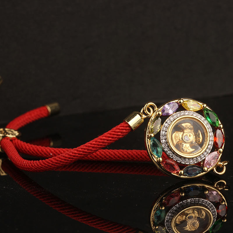 Collier pendentif en Buddha Stones colorées en cuivre et zircon pour la richesse et la chance