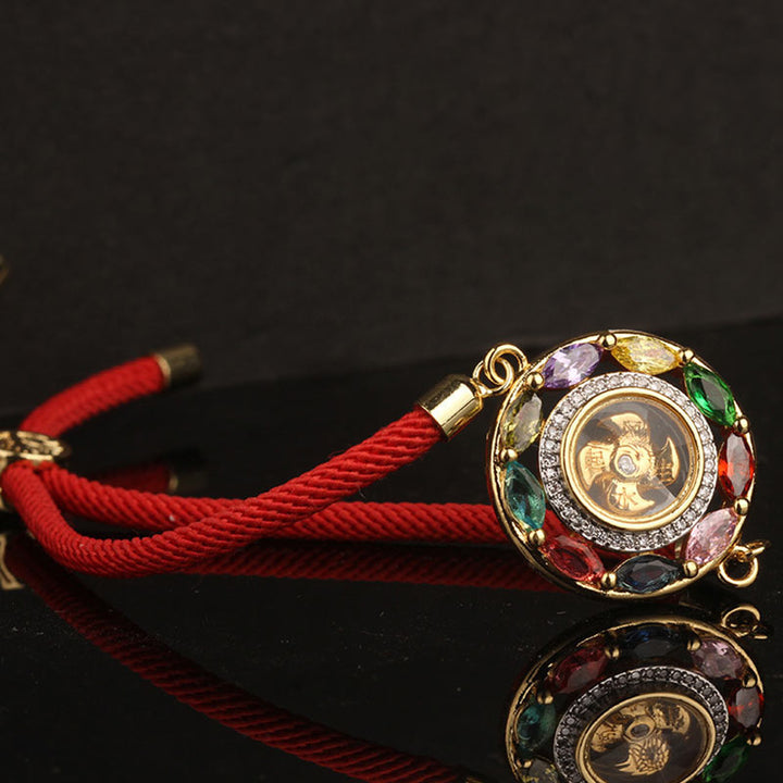 Collier pendentif en Buddha Stones colorées en cuivre et zircon pour la richesse et la chance