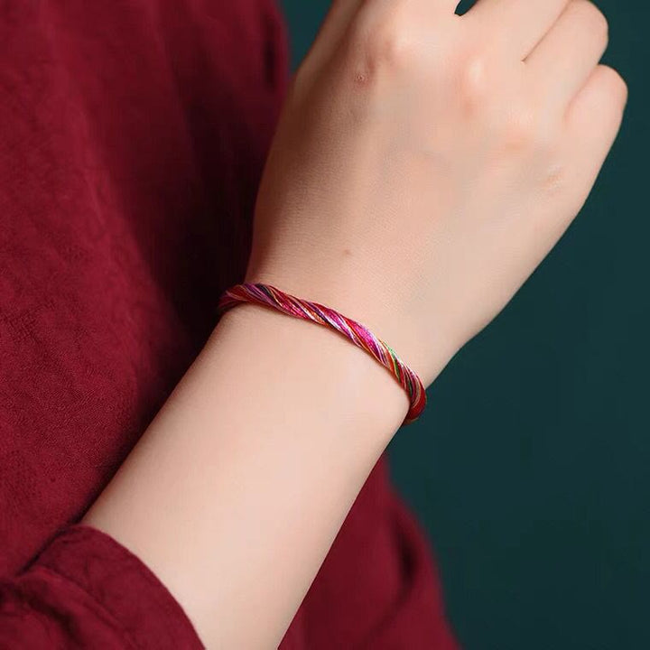 Bracelet tibétain fait main en Buddha Stones avec cinq fils colorés pour protection du festival des bateaux-dragons, pour adultes et enfants