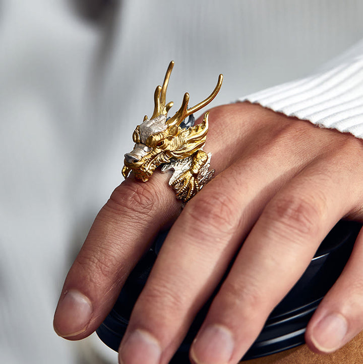 Pendentif bague réglable en argent sterling 925 Buddha Stones et dragon porte-bonheur et protection - image 7