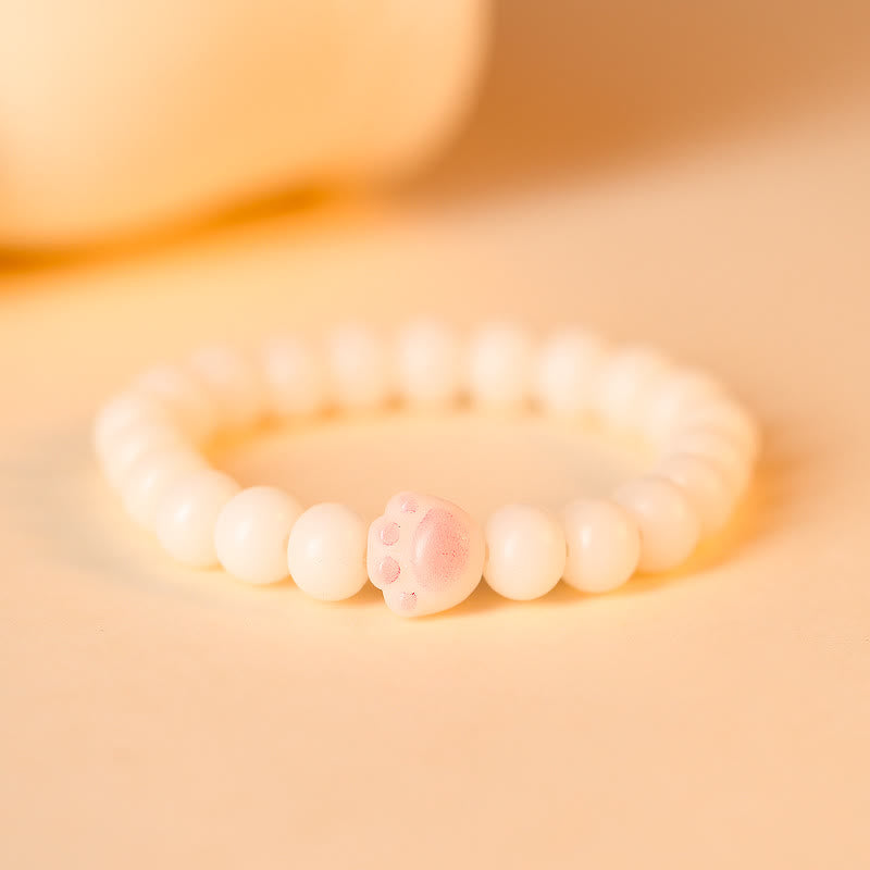 Bracelet de paix en forme de patte de chat porte-bonheur avec Buddha Stones et graines de Bodhi naturelles - Rose - image 2
