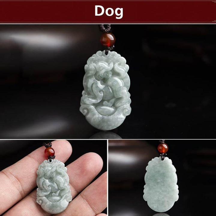Collier avec pendentif en jade naturel et Buddha Stones représentant les 12 signes du zodiaque chinois - Chien - image 36