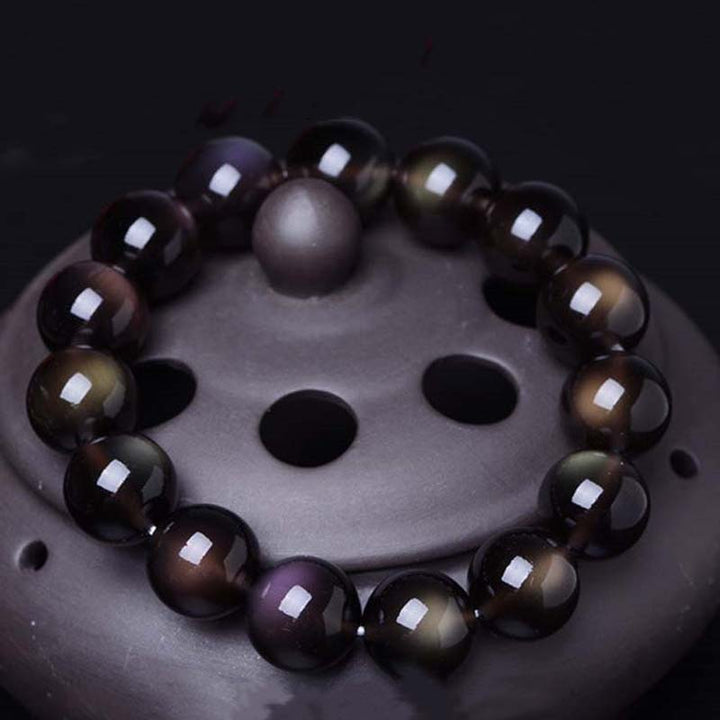 Bracelet positif en obsidienne arc-en-ciel naturelle de Buddha Stones