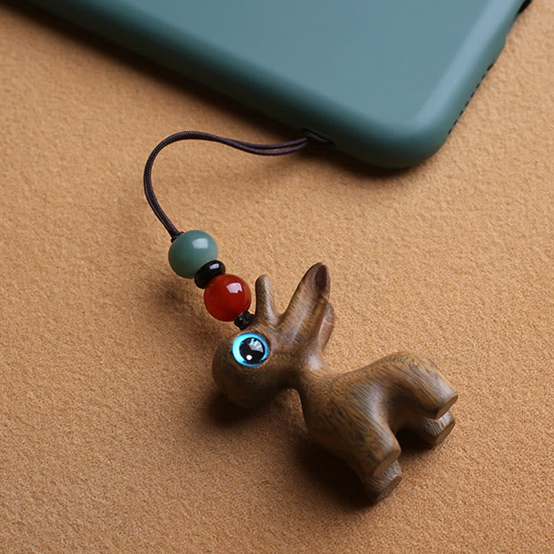 Buddha Stones de santal Petite feuille Bois de santal rouge Bois d'ébène Bois de santal vert Porte-bonheur Mini cerf sculpté Protection Porte-clés Décoration à suspendre pour téléphone