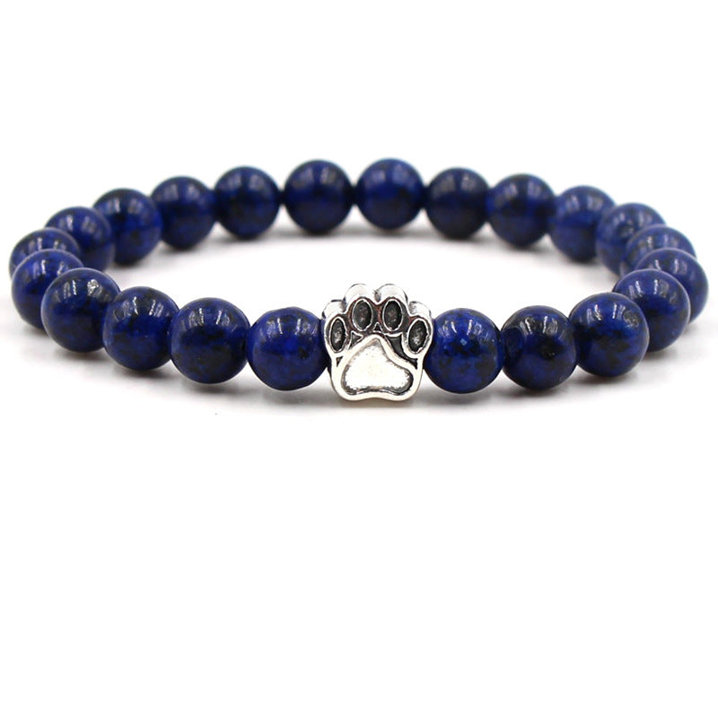 Bracelet de calme positif en agate indienne et agate verte avec patte de chien