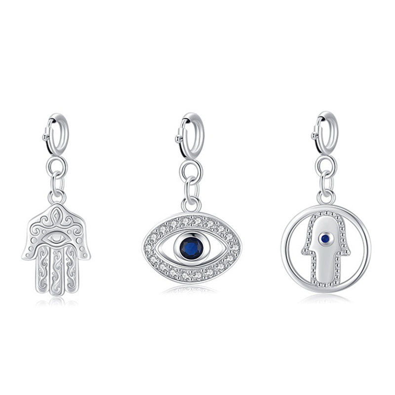 Collier pendentif en argent sterling 925 avec symbole Hamsa et mauvais œil pour la prospérité et la chance - image 1
