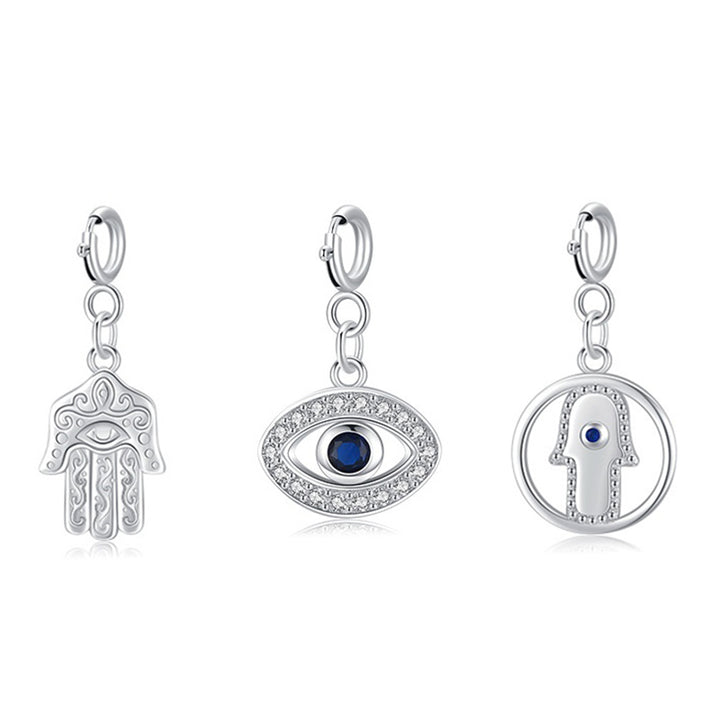 Collier pendentif en argent sterling 925 avec symbole Hamsa et mauvais œil pour la prospérité et la chance - image 1
