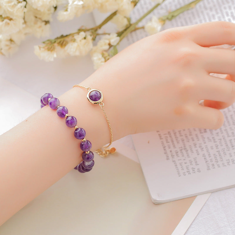 Bracelet positif en cristal de quartz fraise et pierre de soleil Buddha Stones