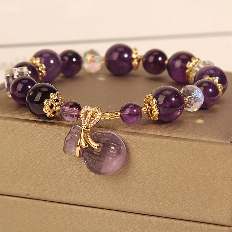 Bracelet porte-monnaie en cristal d'améthyste naturelle Buddha Stones
