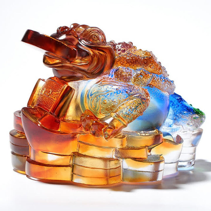 Grenouille Feng Shui Pièce d'art en cristal Liuli faite à la main Décoration de bureau à domicile Richesse - image 13