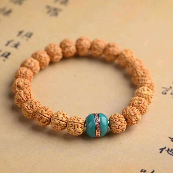 Bracelet de richesse et de bon augure en Buddha Stones tibétaines Rudraksha Bodhi Seed