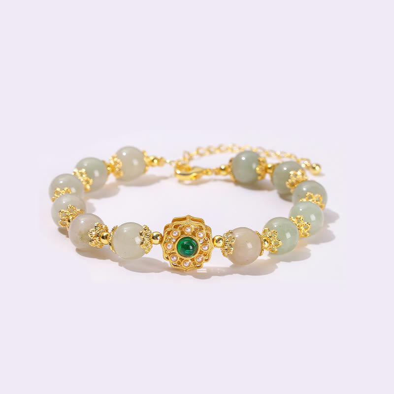 Bracelet chaîne de perles de prospérité en jade naturel Buddha Stones