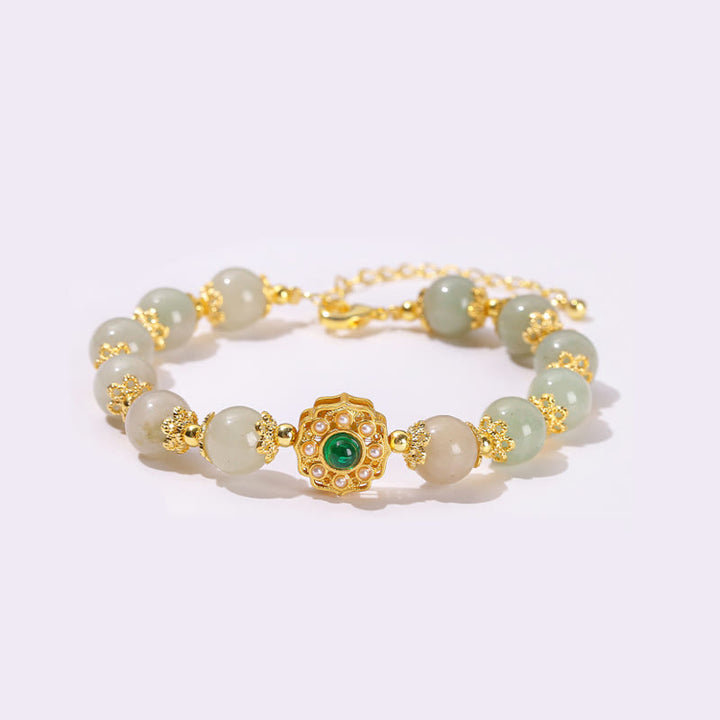 Bracelet chaîne de perles de prospérité en jade naturel Buddha Stones