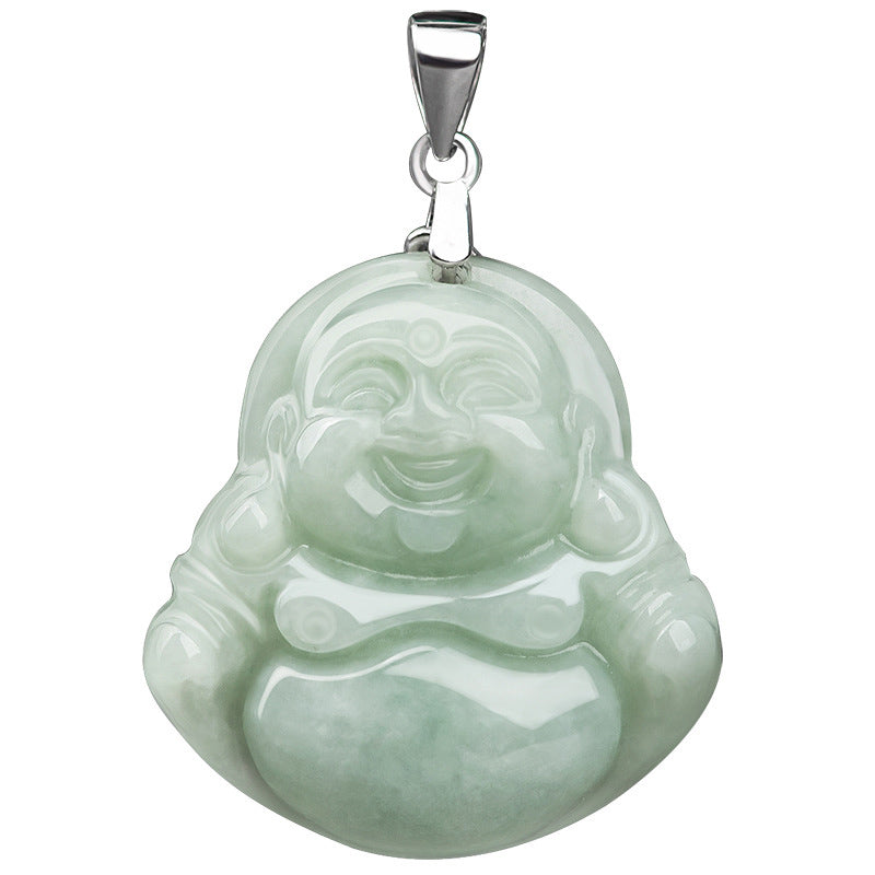 Collier Buddha Stones rieur en jade, pierre de Bouddha, avec chaîne en acier titane et pierre de Bouddha. - image 7