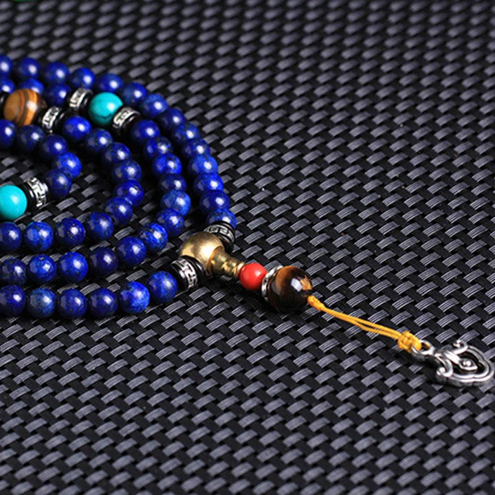 Bracelet mala positif en Buddha Stones, composé de 108 perles de lazurite et de lapis-lazuli. - image 3
