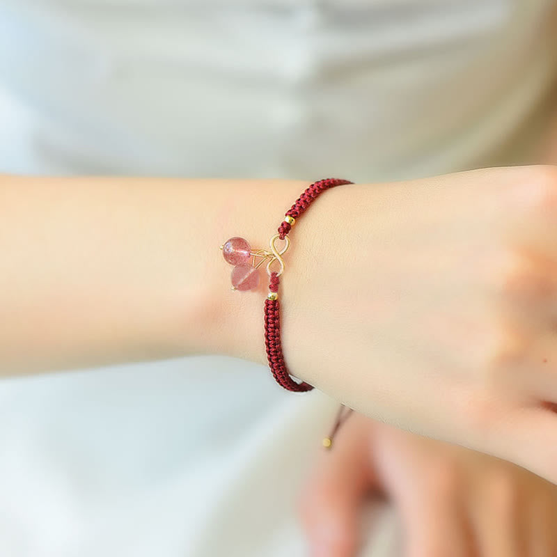 Bracelet de perles fantômes vertes améthyste en quartz fraise naturel Buddha Stones