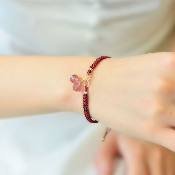 Bracelet de perles fantômes vertes améthyste en quartz fraise naturel Buddha Stones