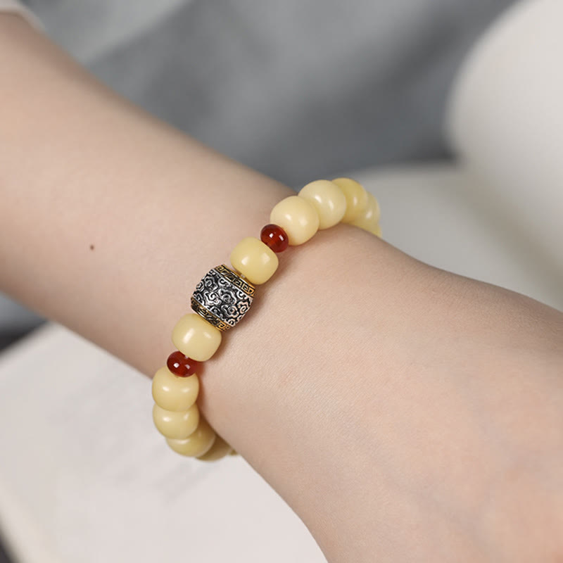 Bracelet de paix en perles de caractère Fu avec des Buddha Stones et des graines de Bodhi
