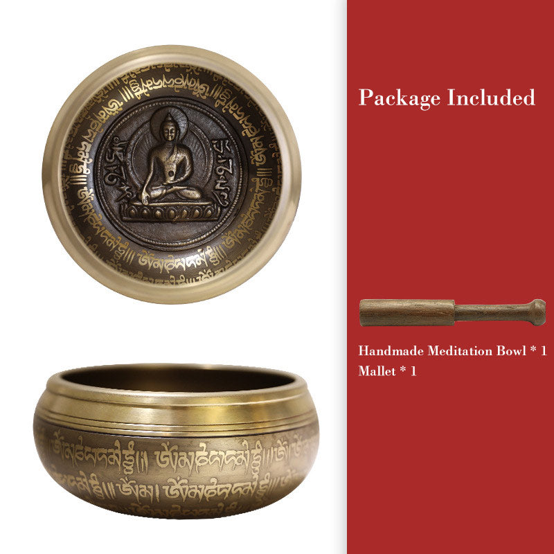Bol chantant tibétain Buddha Stones fabriqué à la main pour la concentration et la méditation Ensemble de bols chantants paisibles et joyeux - 4,33 po (11 cm) - image 3