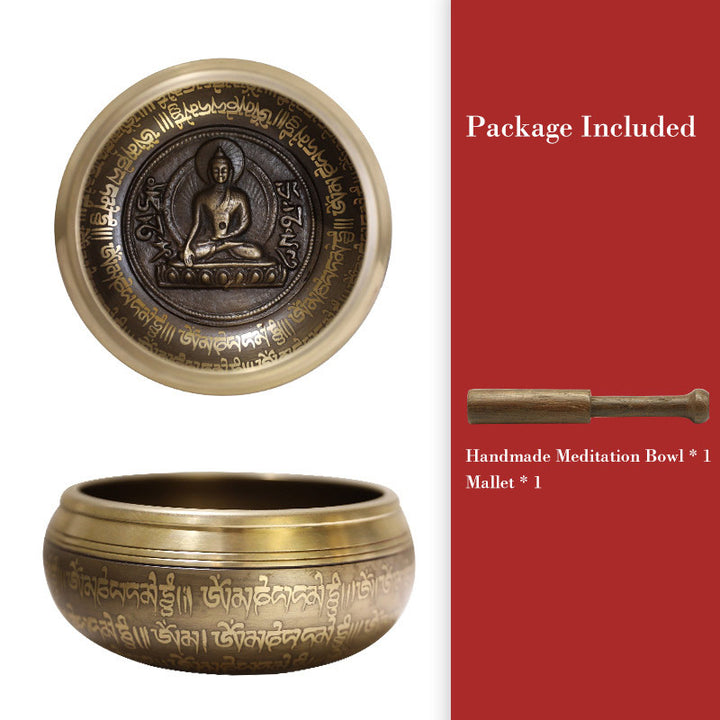 Bol chantant tibétain Buddha Stones fabriqué à la main pour la concentration et la méditation Ensemble de bols chantants paisibles et joyeux - 4,33 po (11 cm) - image 3