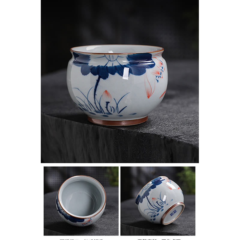 Buddha Stones Feuille de fleur de lotus Tasse à thé en céramique de bambou Tasses à thé Kung Fu