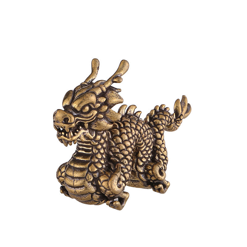 Buddha Stones Année du Dragon Petit Dragon en Laiton de Bon Augure Chance Succès Décoration de la Maison