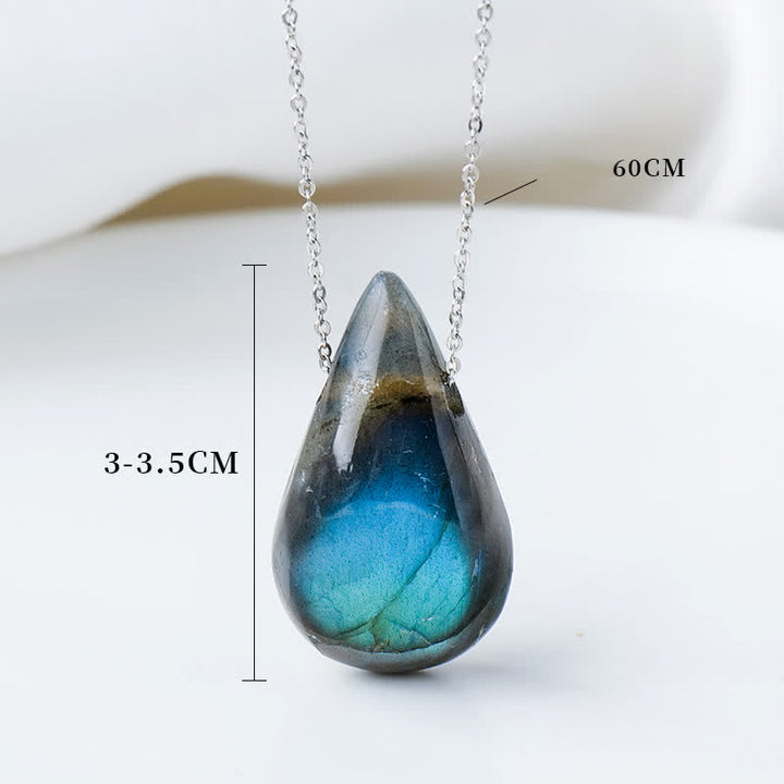 Collier pendentif de guérison en forme de goutte d'eau en labradorite Buddha Stones - image 8