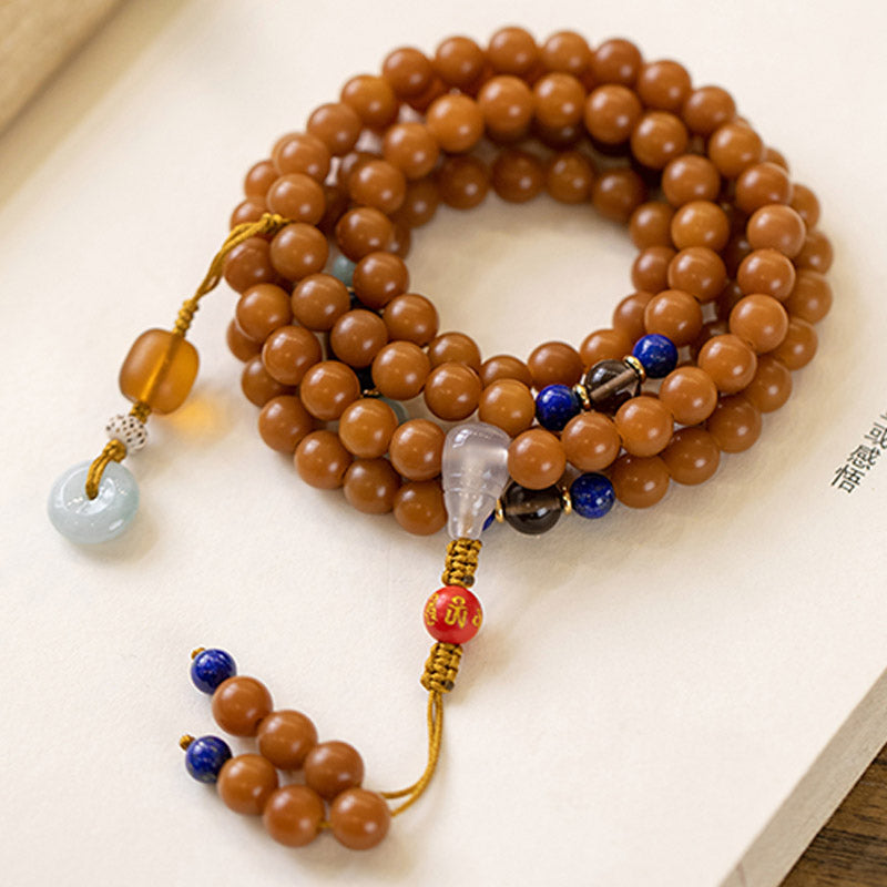Bracelet Mala de méditation avec 108 Buddha Stones et graines de Bodhi