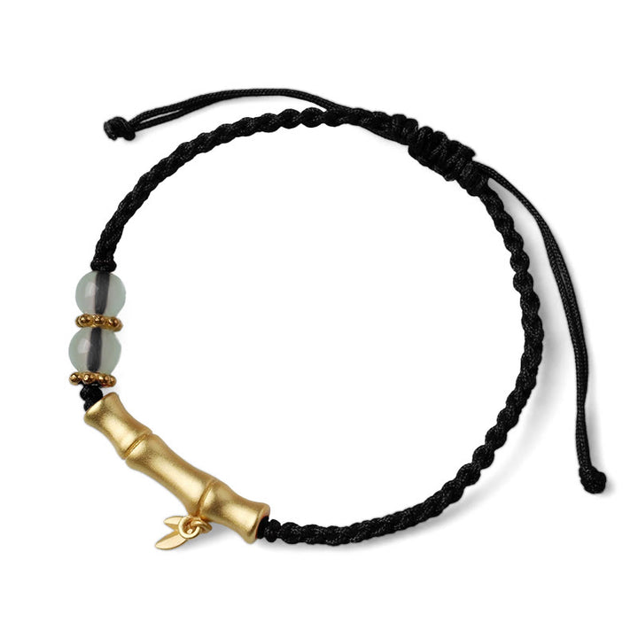 Bracelet tressé en bambou Buddha Stones et motif porte-bonheur