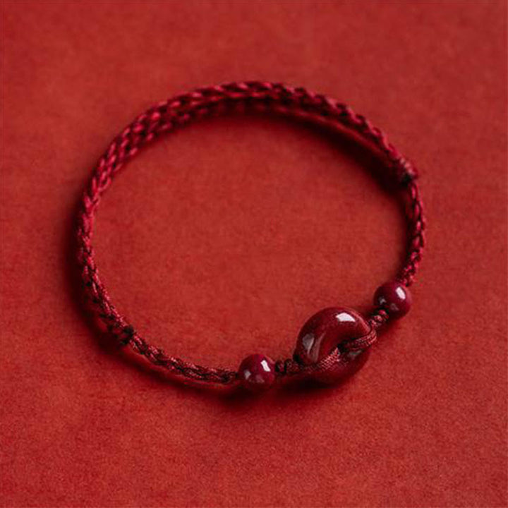 Bracelet de cheville en corde de bénédiction avec breloque en cinabre faite à la main en Buddha Stones