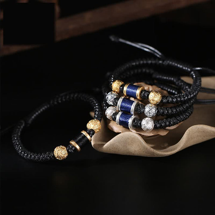 Bracelet en fil tressé avec perles en cuivre et argent sterling 999 de Buddha Stones