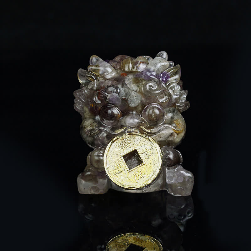 Buddha Stones faites à la main, jolie pièce d'or PiXiu, cristal Fengshui, énergie, richesse, fortune, décoration de la maison