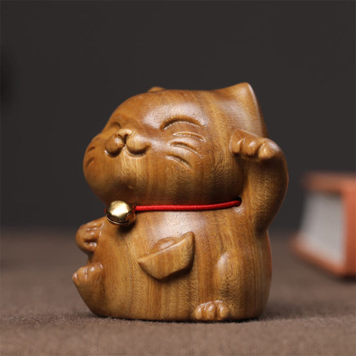 Buddha Stones de Santal Vert Petit Mini Mignon Chat Porte-Bonheur Décorations de Paix - image 9