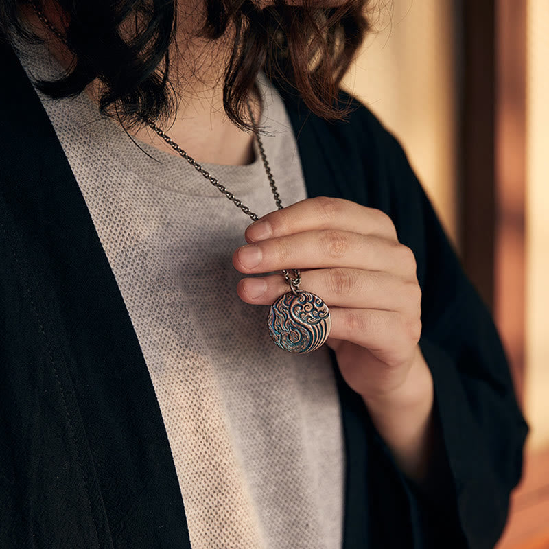 Collier pendentif équilibre Yin Yang eau et feu en argent sterling 990 avec Buddha Stones - image 6