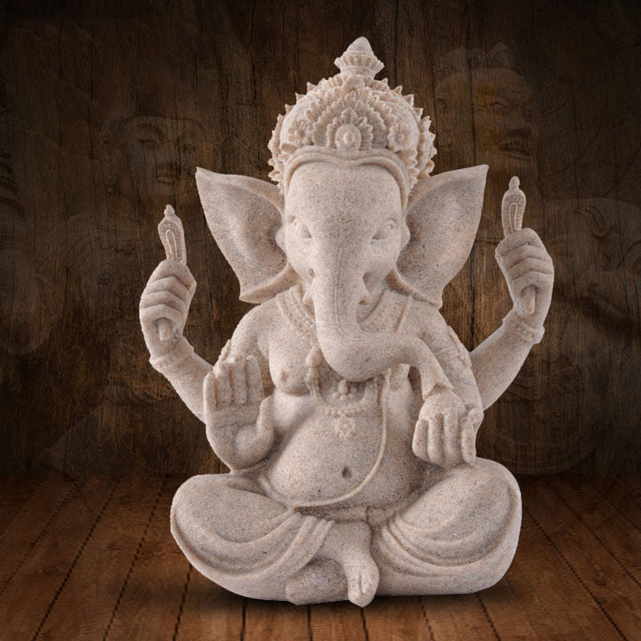 Buddha Stones Ganesh Ganpati Statue d'éléphant Richesse Bénédiction Décoration de la maison