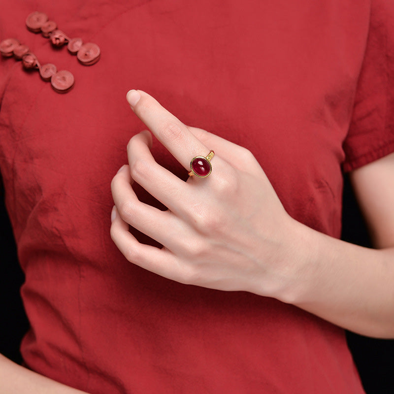 Bague courage en argent sterling 925 et corindon rouge Buddha Stones - image 8