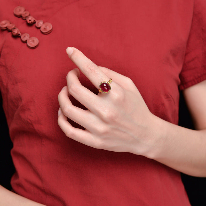 Bague courage en argent sterling 925 et corindon rouge Buddha Stones - image 8