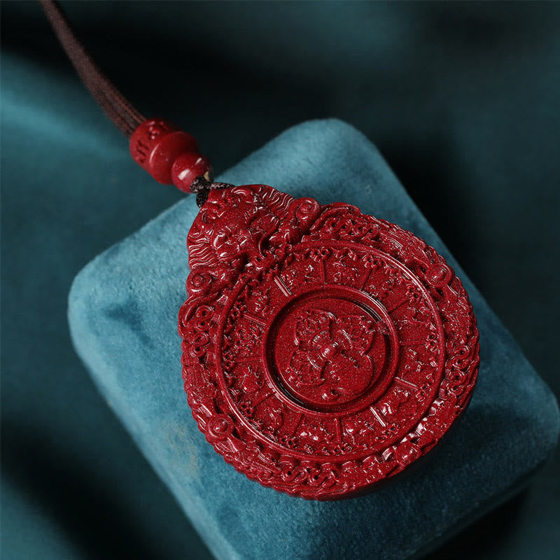Collier pendentif en Buddha Stones avec pendentif en cinabre naturel et amulette Bagua pour éloigner les mauvais esprits - image 2