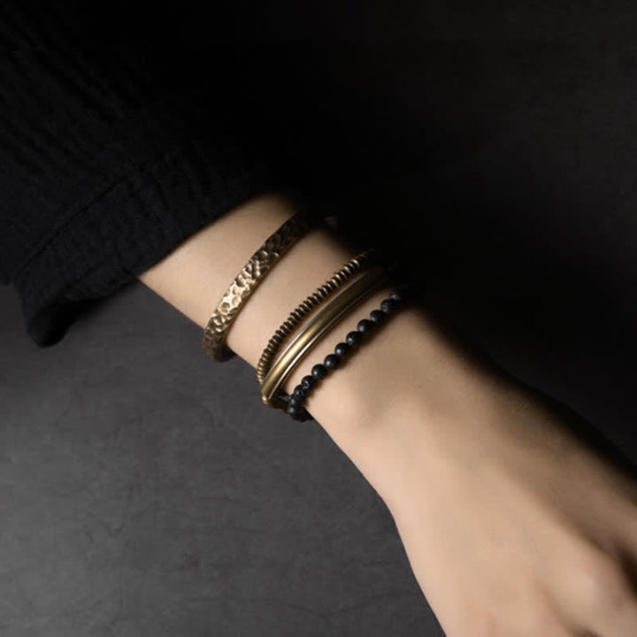 Bracelet de soutien en cuivre et pierre de lave vintage Buddha Stones