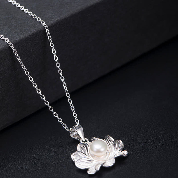 Buddha Stones Argent Sterling 925 Collier Fleur de Lotus Perle Richesse Pendentif - image 5