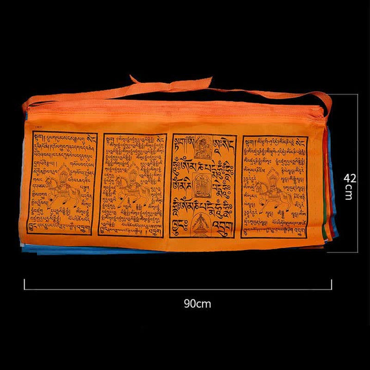 Buddha Stones Drapeaux de prière tibétains porte-bonheur à cinq couleurs représentant le cheval du vent (25 pièces) - image 31