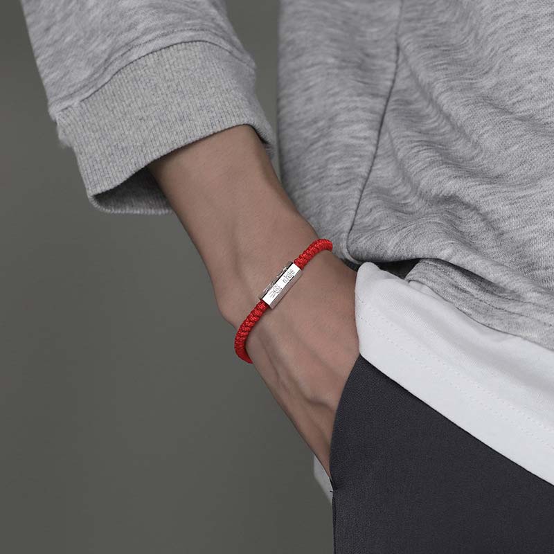 Bracelet en argent sterling 925 avec gravure de lettres de Buddha Stones et bénédiction - image 2