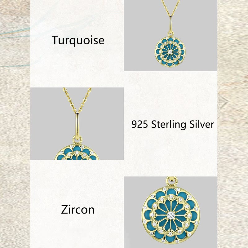 Collier pendentif en argent sterling 925 Buddha Stones et zircon rond turquoise