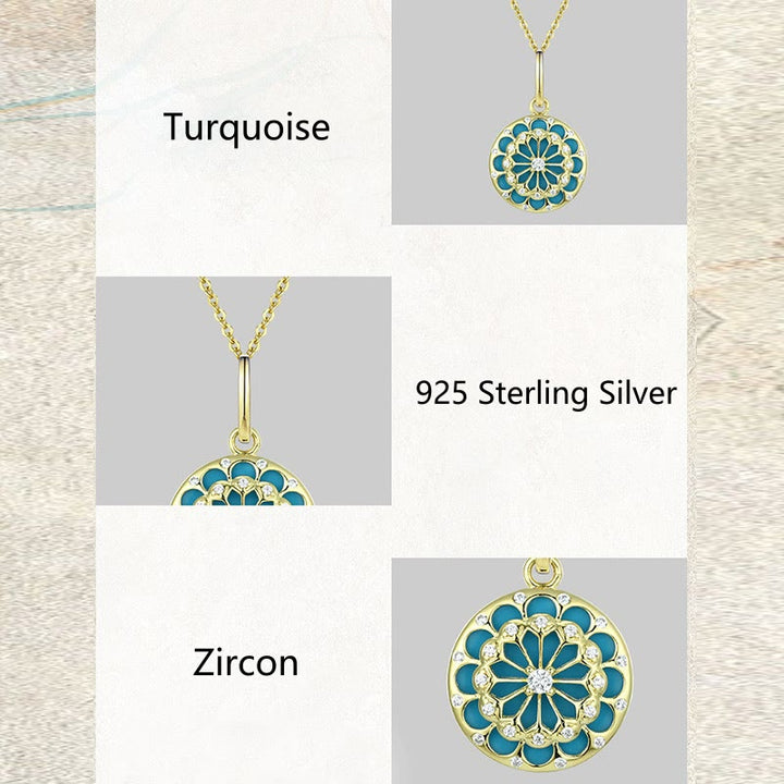 Collier pendentif en argent sterling 925 Buddha Stones et zircon rond turquoise