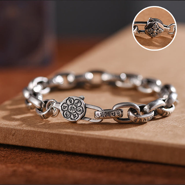 Bracelet de sagesse gravé en cuivre double Dorje Buddha Stones Om Mani Padme Hum